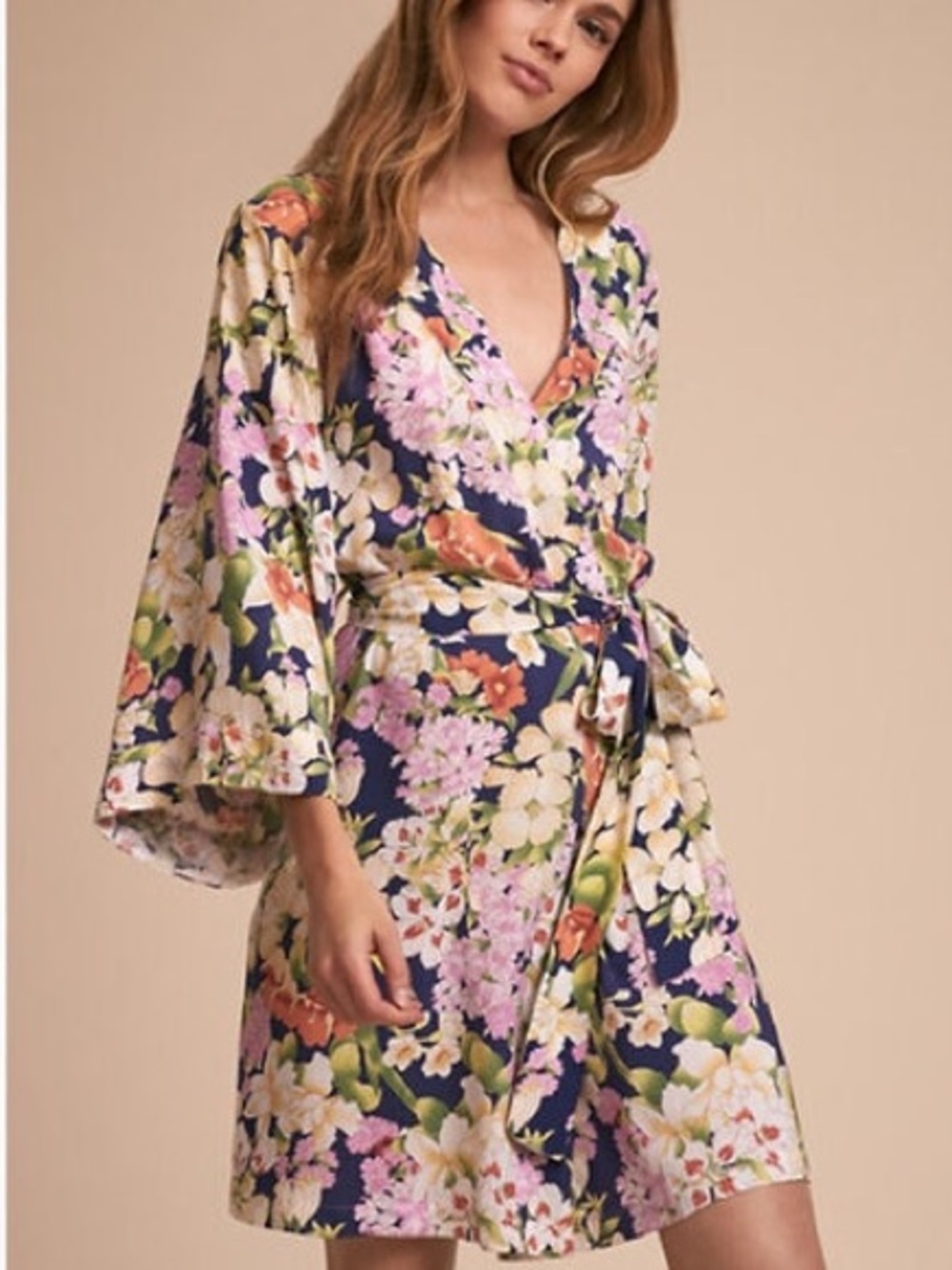 Yumi Kim Floral Kimono Robe Navy Multi Wrap Lounge Robe small 8331